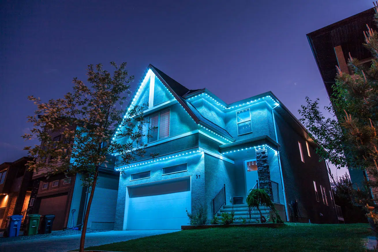Architectural lighting on modern home